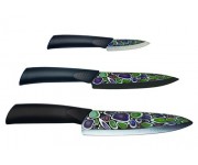 Набор ножей Mikadzo IMARI BLACK (3 ножа) на деревянной подставке