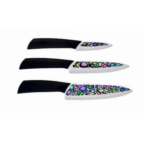Набор ножей IMARI WHITE (3 ножа) на деревянной подставке 