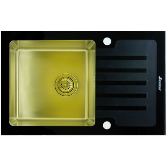 Мойка Seaman Eco Glass SMG-780 Black Gold, золото/черное стекло