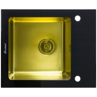 Мойка Seaman Eco Glass SMG-610B Gold (PVD), вентил