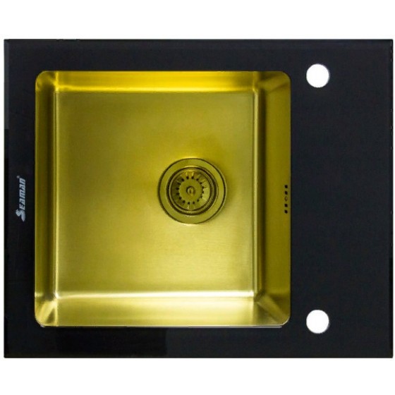 Мойка Seaman Eco Glass SMG-610B Gold (PVD), вентиль-автомат, золото стекло